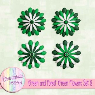 Free green and forest green flowers set 8