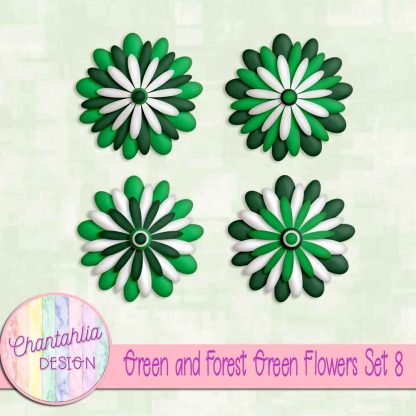 Free green and forest green flowers set 8