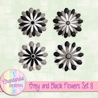 Free grey and black flowers set 8