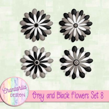 Free grey and black flowers set 8