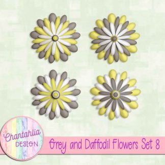 Free grey and daffodil flowers set 8