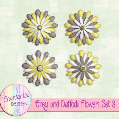 Free grey and daffodil flowers set 8