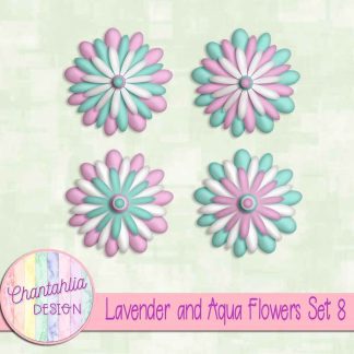 Free lavender and aqua flowers set 8