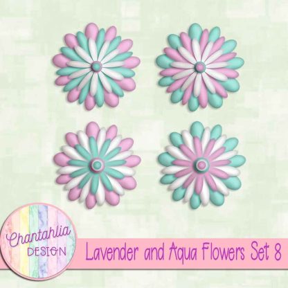 Free lavender and aqua flowers set 8