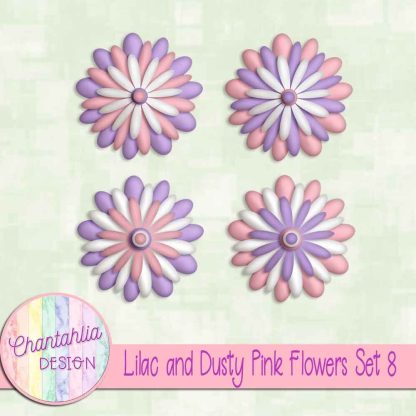 Free lilac and dusty pink flowers set 8