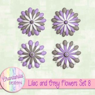 Free lilac and grey flowers set 8