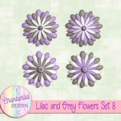 Free lilac and grey flowers set 8