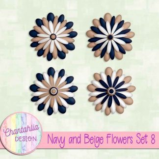 Free navy and beige flowers set 8
