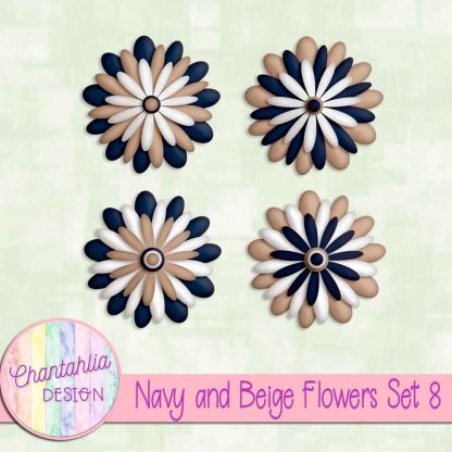 Free navy and beige flowers set 8