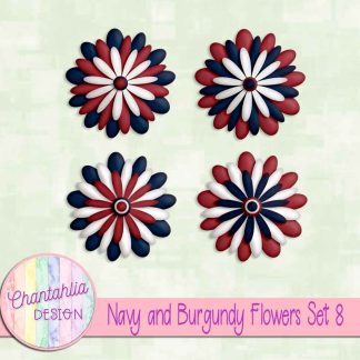 Free navy and burgundy flowers set 8