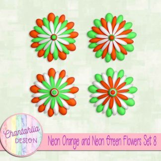 Free neon orange and neon green flowers set 8
