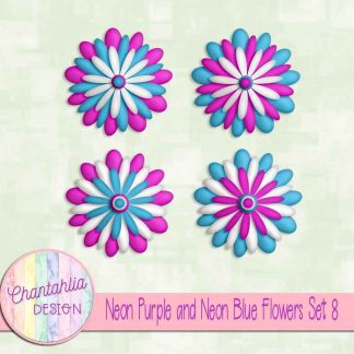 Free neon purple and neon blue flowers set 8