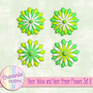 Free neon yellow and neon green flowers set 8