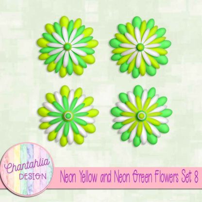 Free neon yellow and neon green flowers set 8