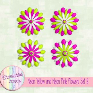Free neon yellow and neon pink flowers set 8