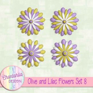 Free olive and lilac flowers set 8