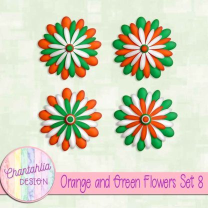 Free orange and green flowers set 8
