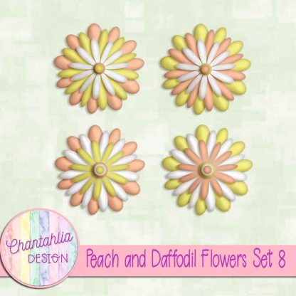 Free peach and daffodil flowers set 8