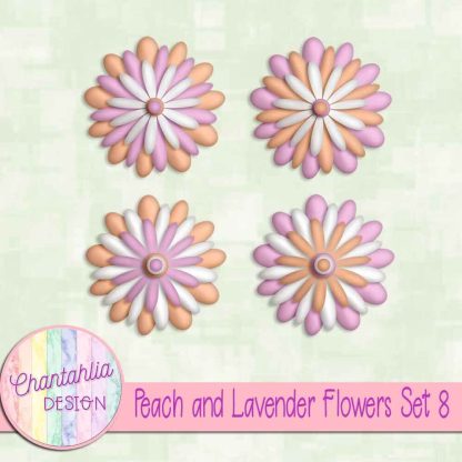 Free peach and lavender flowers set 8