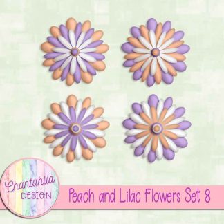 Free peach and lilac flowers set 8