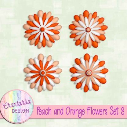Free peach and orange flowers set 8