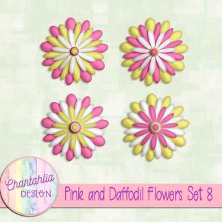 Free pink and daffodil flowers set 8