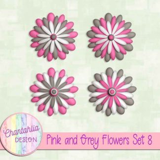 Free pink and grey flowers set 8