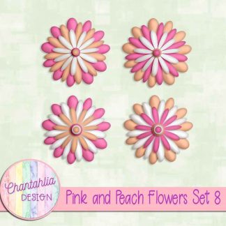 Free pink and peach flowers set 8