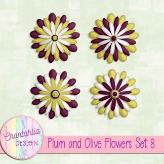 Plum and Olive Flowers Set 8