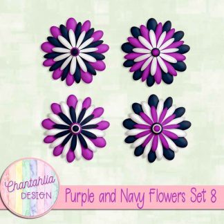 Purple and Navy Flowers Set 8