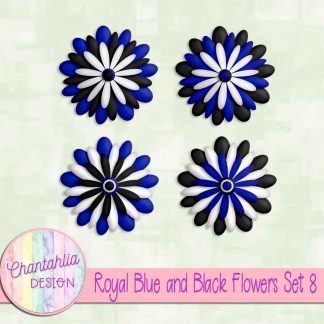Free royal blue and black flowers set 8