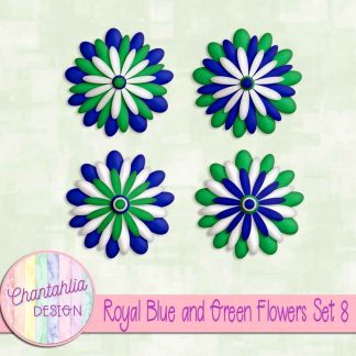 Free royal blue and green flowers set 8