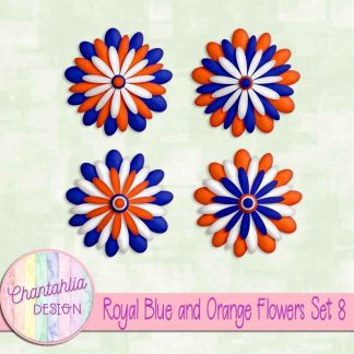 Free royal blue and orange flowers set 8