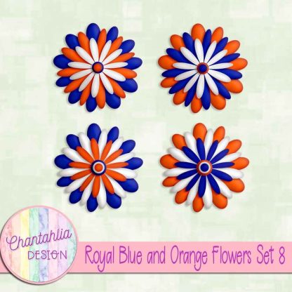 Free royal blue and orange flowers set 8