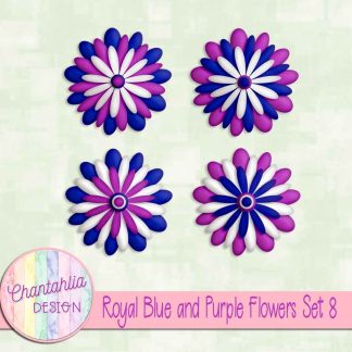 Free royal blue and purple flowers set 8