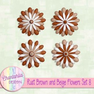 Free rust brown and beige flowers set 8