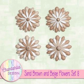 Free sand brown and beige flowers set 8