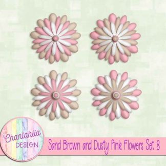 Free sand brown and dusty pink flowers set 8