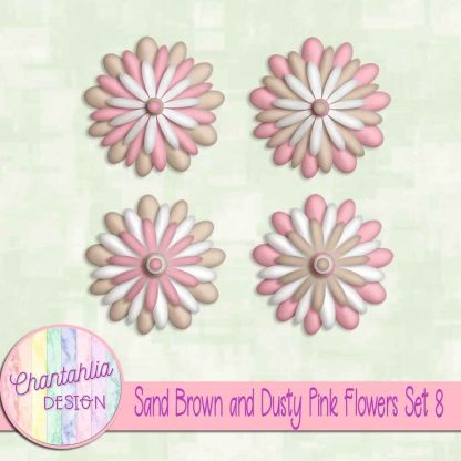 Free sand brown and dusty pink flowers set 8