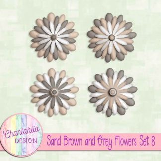 Free sand brown and grey flowers set 8