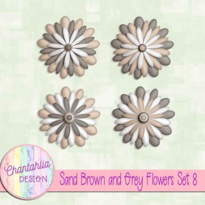 Free sand brown and grey flowers set 8