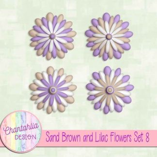 Free sand brown and lilac flowers set 8