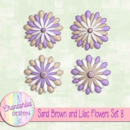 Free sand brown and lilac flowers set 8