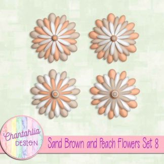 Free sand brown and peach flowers set 8