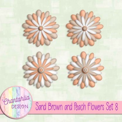 Free sand brown and peach flowers set 8