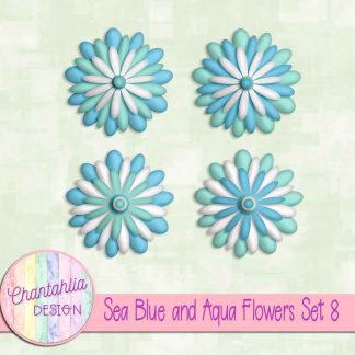 Free sea blue and aqua flowers set 8