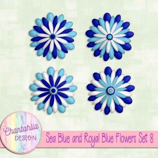 Free sea blue and royal blue flowers set 8