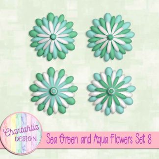 Free sea green and aqua flowers set 8