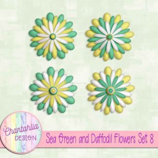 Free sea green and daffodil flowers set 8