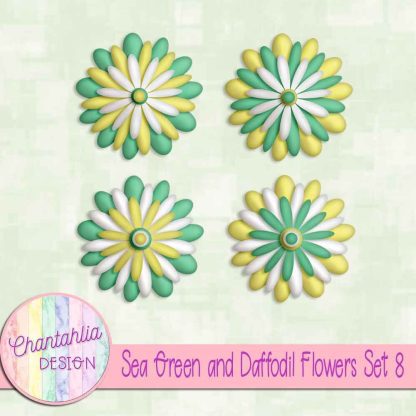 Free sea green and daffodil flowers set 8